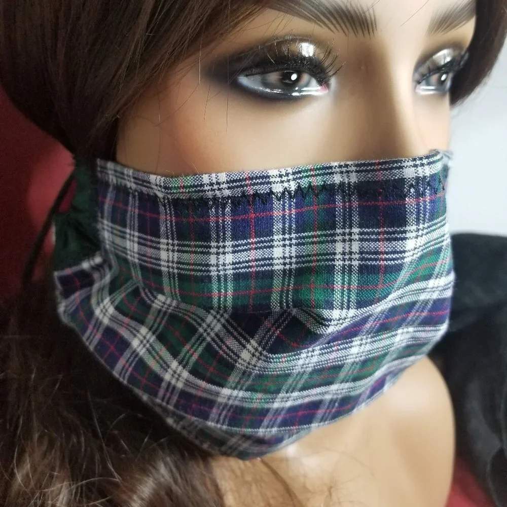 Cloth Face Mask with Silver/Copper Filters - Plaid
